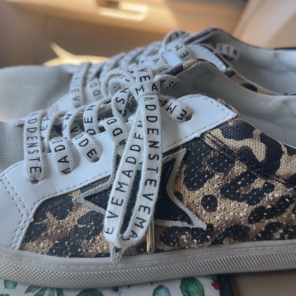 Steve Madden Brown and White Animal Print Sneakers
